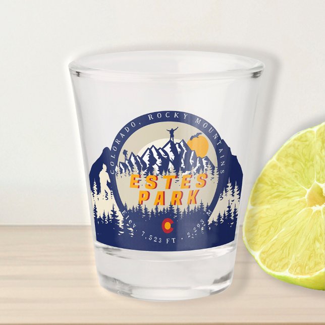 Estes Park Colorado Flag Mountains Hiking Souvenir Shot Glass (Creator Uploaded)