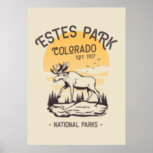 Estes Park Colorado National Park Elk Sunset Poster