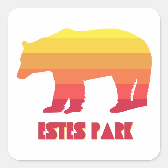 Estes Park Colorado Rainbow Bear Square Sticker (Front)