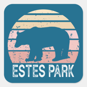 Estes Park Colorado Retro Bear Square Sticker