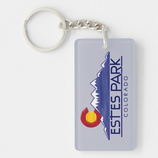 Estes Park Colorado wood mountains keychain (Front)