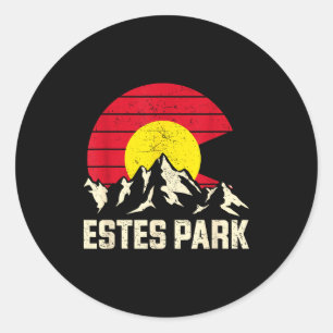 Estes park mountain adventure colorado state flag classic round sticker