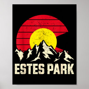 Estes park mountain adventure colorado state flag poster