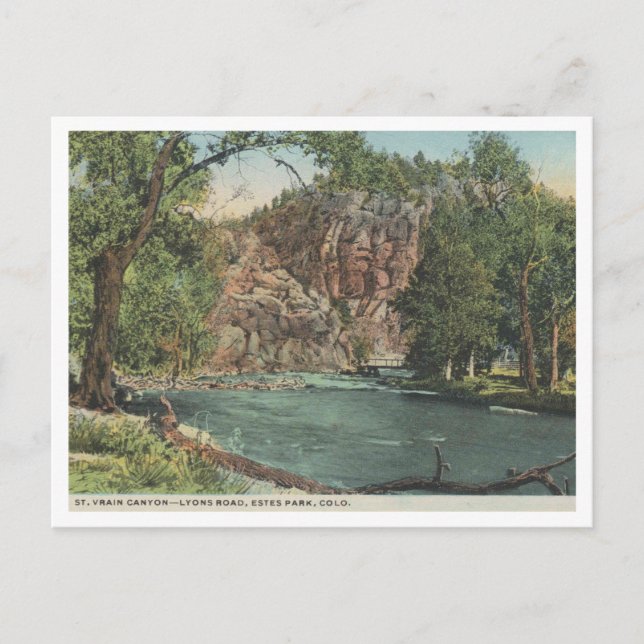 Estes Park, St Vrain Canyon, 1920s Vintage Postcard (Front)