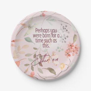 Esther 4:14 Christian Bible Verse Art Paper Plate