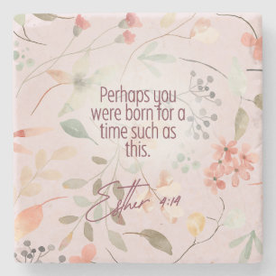 Esther 4:14 Christian Bible Verse Art Stone Coaster