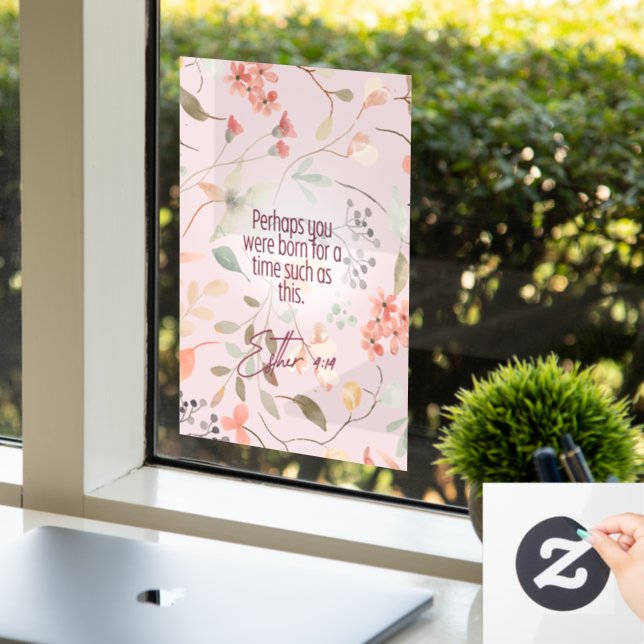 Esther 4:14 Christian Bible Verse Art Window Cling (Office)