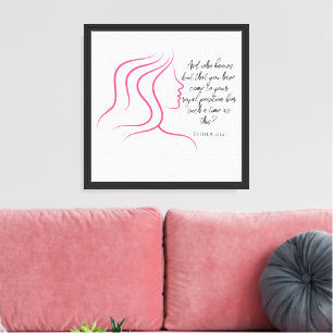 Esther 4:14 Scripture Bible Verse Pink Silhouette  Canvas Print