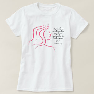 Esther 4:14 Scripture Bible Verse Pink Silhouette T-Shirt