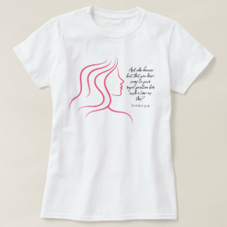 Esther 4:14 Scripture Bible Verse Pink Silhouette  T-Shirt