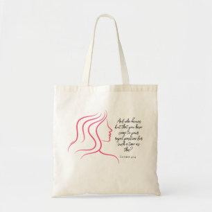 Esther 4:14 Scripture Bible Verse Pink Silhouette Tote Bag