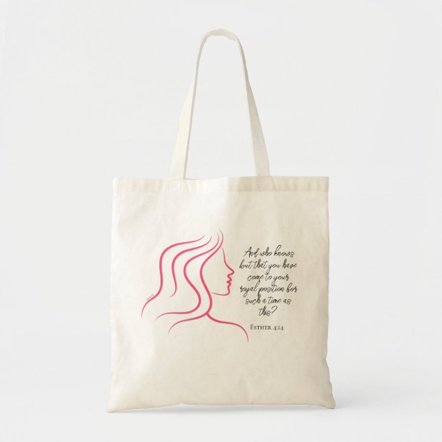 Esther 4:14 Scripture Bible Verse Pink Silhouette  Tote Bag (Front)