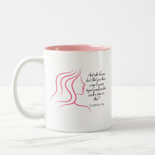 Esther 4:14 Scripture Bible Verse Pink Silhouette Two-Tone Coffee Mug