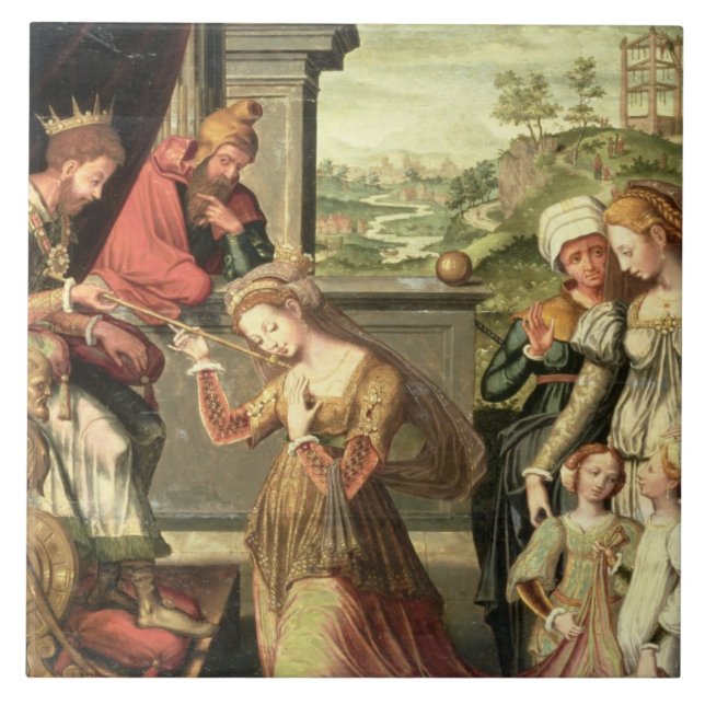 Esther before King Ahasuerus with Haman being sent Tile (Front)