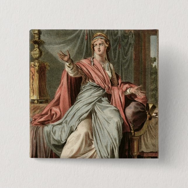 Esther, costume for 'Esther' by Jean Racine, from 15 Cm Square Badge (Front)