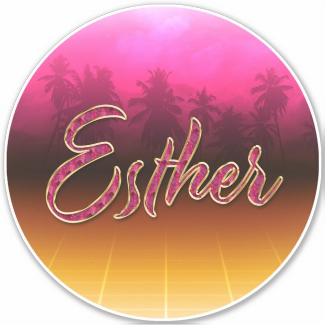 Esther First Name Golden pink Sticker (Front)