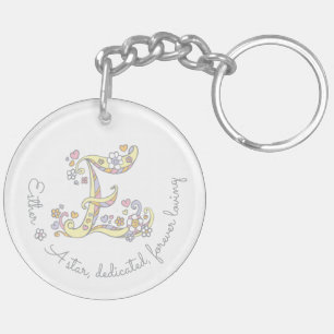 Esther monogram letter E name and meaning keyring