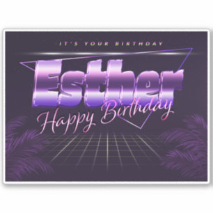 Esther name first name lila retro sticker birthday