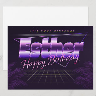 Esther Name Vorname lila retro Karte Geburtstag Card