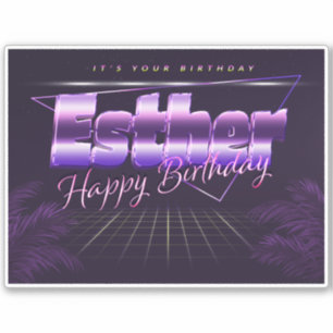 Esther Name Vorname lila retro Sticker Geburtstag
