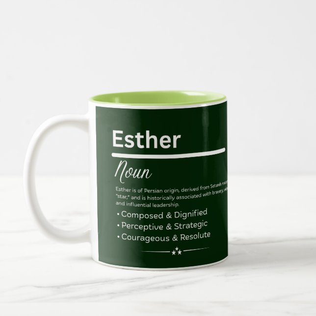 Esther Personalized Girl Name Meaning Coffee Mug (Left)