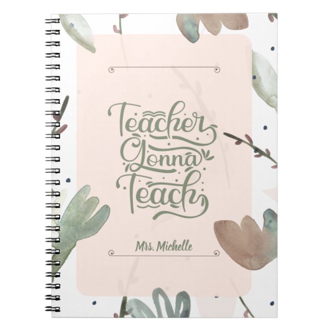 Esthetic Watercolor Botanical Teacher Notebook (Front)