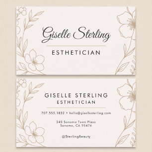 Esthetician Beauty Botanical Blush and Black  Business Card
