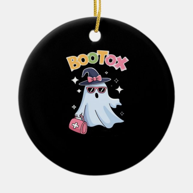 Esthetician Botox Halloween Aesthetic Nurse Plasti Ceramic Tree Decoration (Front)