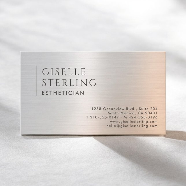 Esthetician Brushed Metal Business Card (Creator Uploaded)