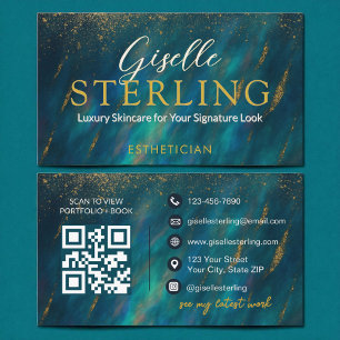 Esthetician Dark Opal Glam Modern QR Code Business Card