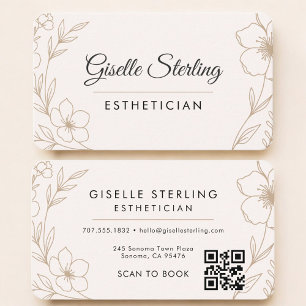 Esthetician Floral QR Code Professional Business Card