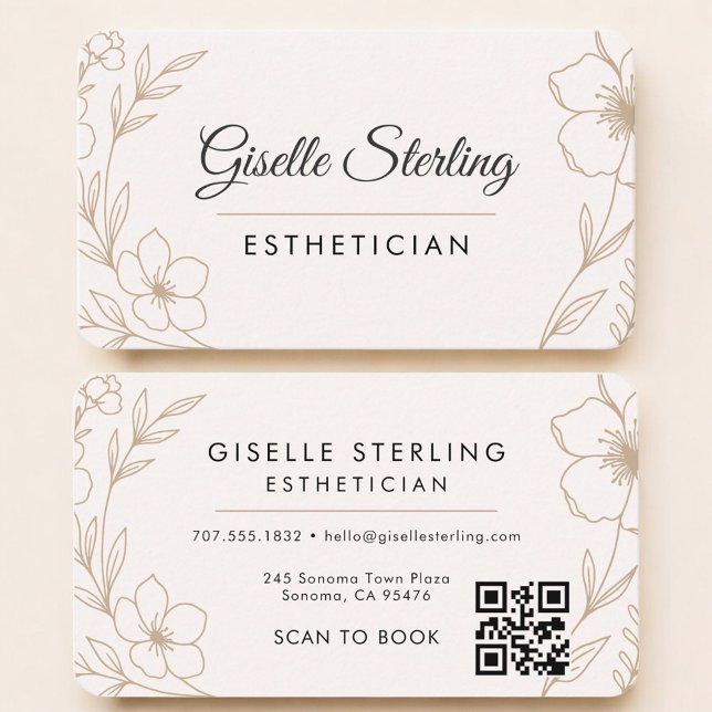 Esthetician Floral QR Code Professional Business Card (Creator Uploaded)