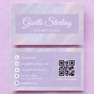 Esthetician Iridescent Pastel Opal Holographic Business Card