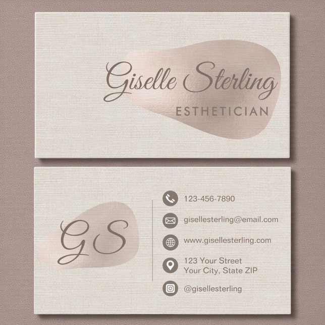 Esthetician Neutral Linen Abstract Beauty Business Card (Creator Uploaded)