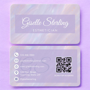 Esthetician Pastel Purple QR Code Business Card