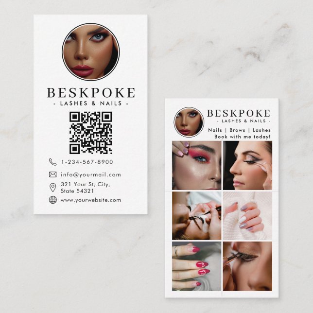 Esthetician Photo Feed Grid Social Media QR Code  Business Card (Front/Back)