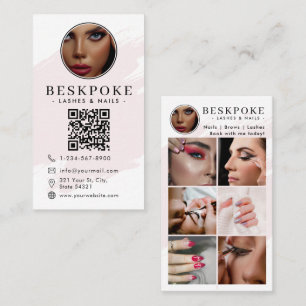 Esthetician Photo Feed Pink Social Media QR Code Business Card
