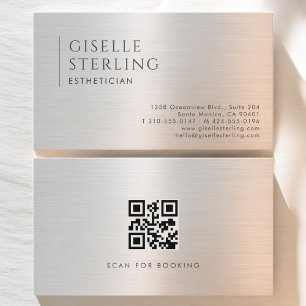 Esthetician QR Code Brushed Metal Business Card