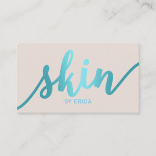 Esthetician Turquoise Script Skincare Salon SPA Business Card