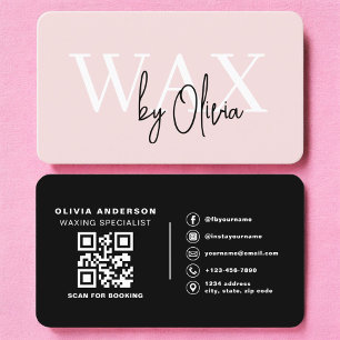 Esthetician Wax Specialist Pink QR Code Business Card