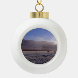 Esthwiate Water Winter Holiday Card Poster Photo B Ceramic Ball Christmas Ornament