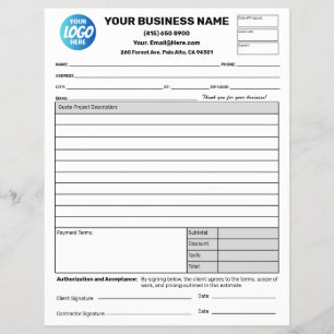 Estimate Quote Job Proposal Forms Business Flyer