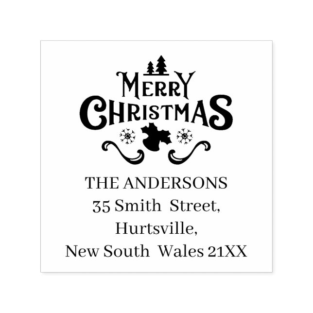 estive Merry Christmas Custom Address  Self-inking Stamp (Design)