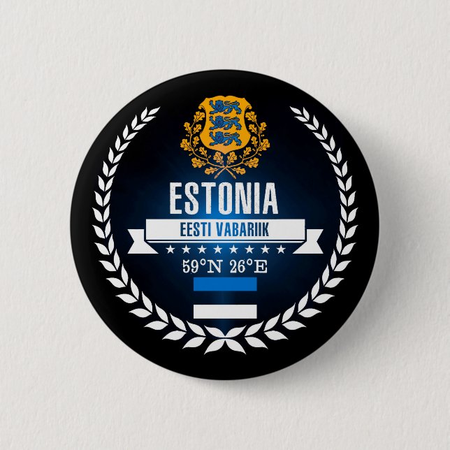 Estonia 6 Cm Round Badge (Front)