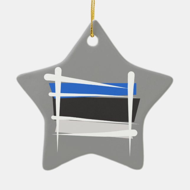 Estonia Brush Flag Ceramic Tree Decoration (Front)