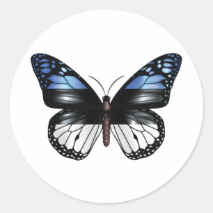 Estonia butterfly monarch flag classic round sticker