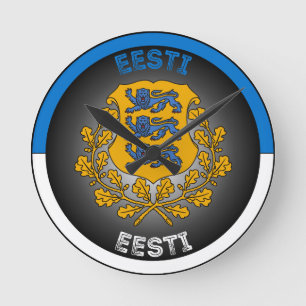 Estonia Coat of Arms Circle Shape Round Clock