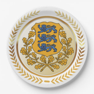 Estonia Coat of Arms Paper Plate