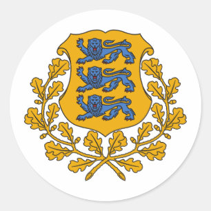 Estonia country coat arms symbol emblem flag classic round sticker