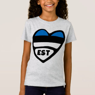 Estonia Country Code Flag Heart, EST T-Shirt